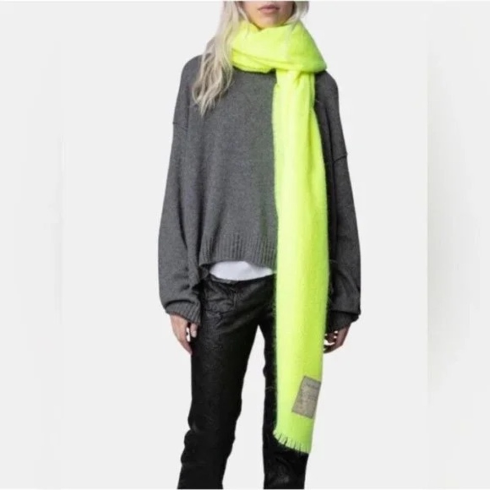 ZADIG & VOLTAIRE Orley Mohair Scarf Neon Yellow NWOT Made In Italy